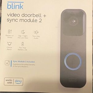 Blink Video Doorbell + Sync Module 2 - Black